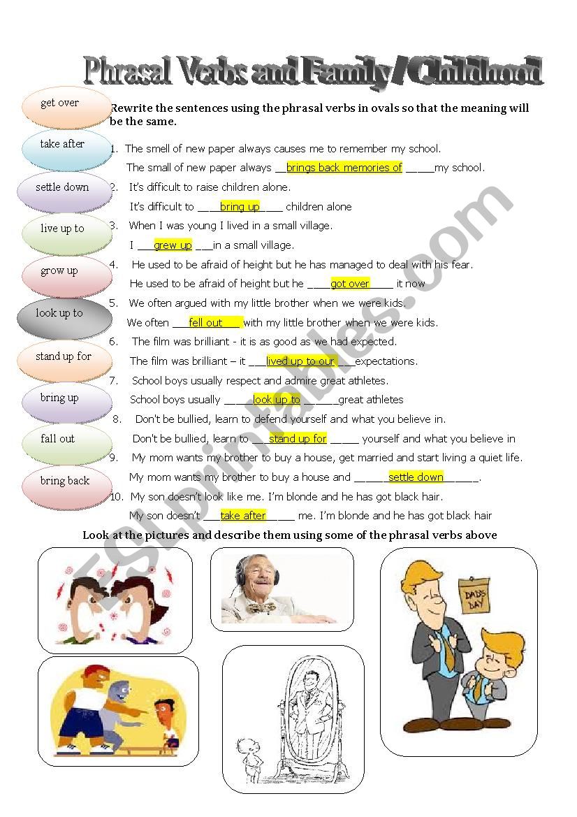 Part I. Phrasal verbs - talking about family / childhood