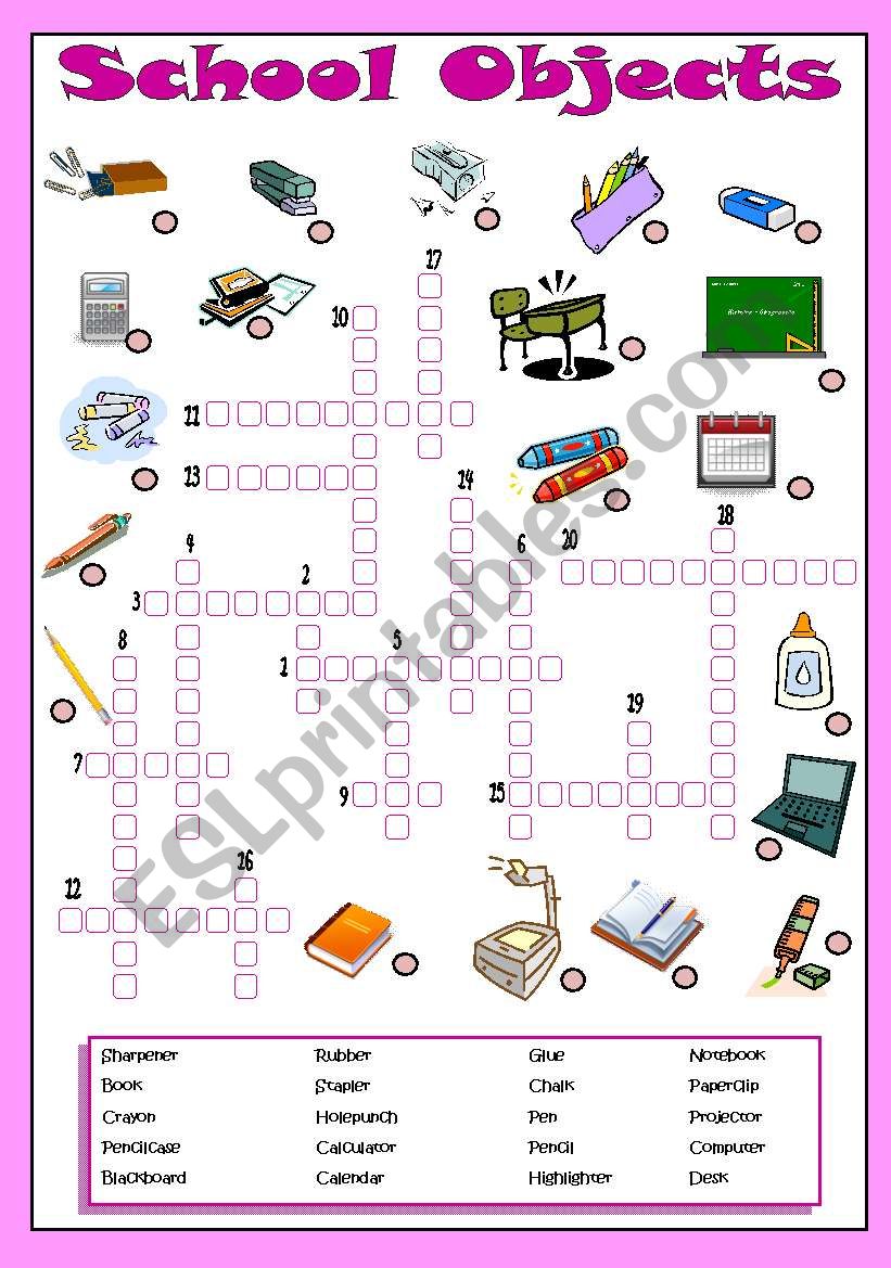 School Objects worksheet