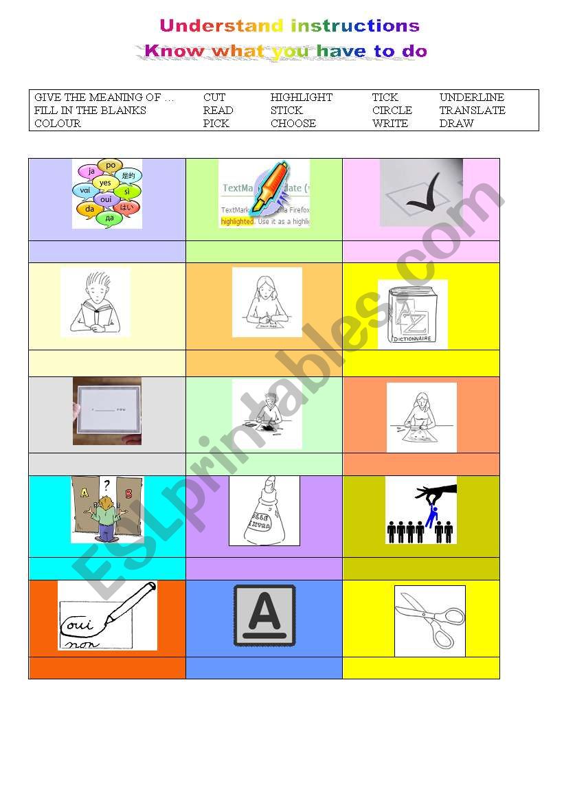 Understand instructions  worksheet