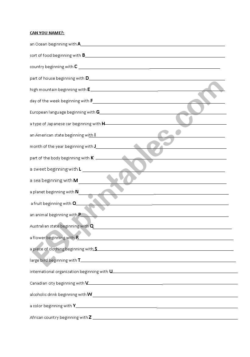 Basic knowleadge quiz worksheet