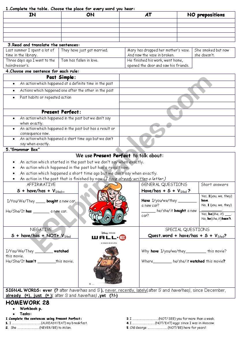past simple and present perfect worksheet