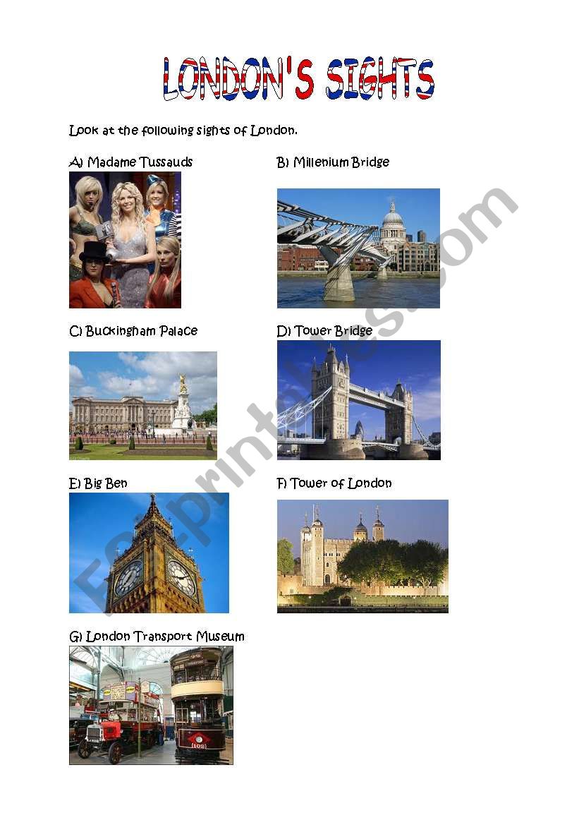 Londons sights worksheet