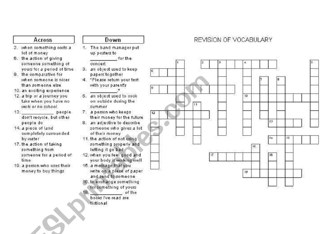 CROSSWORD REVISION OF VOCABULARY, VOICES 3