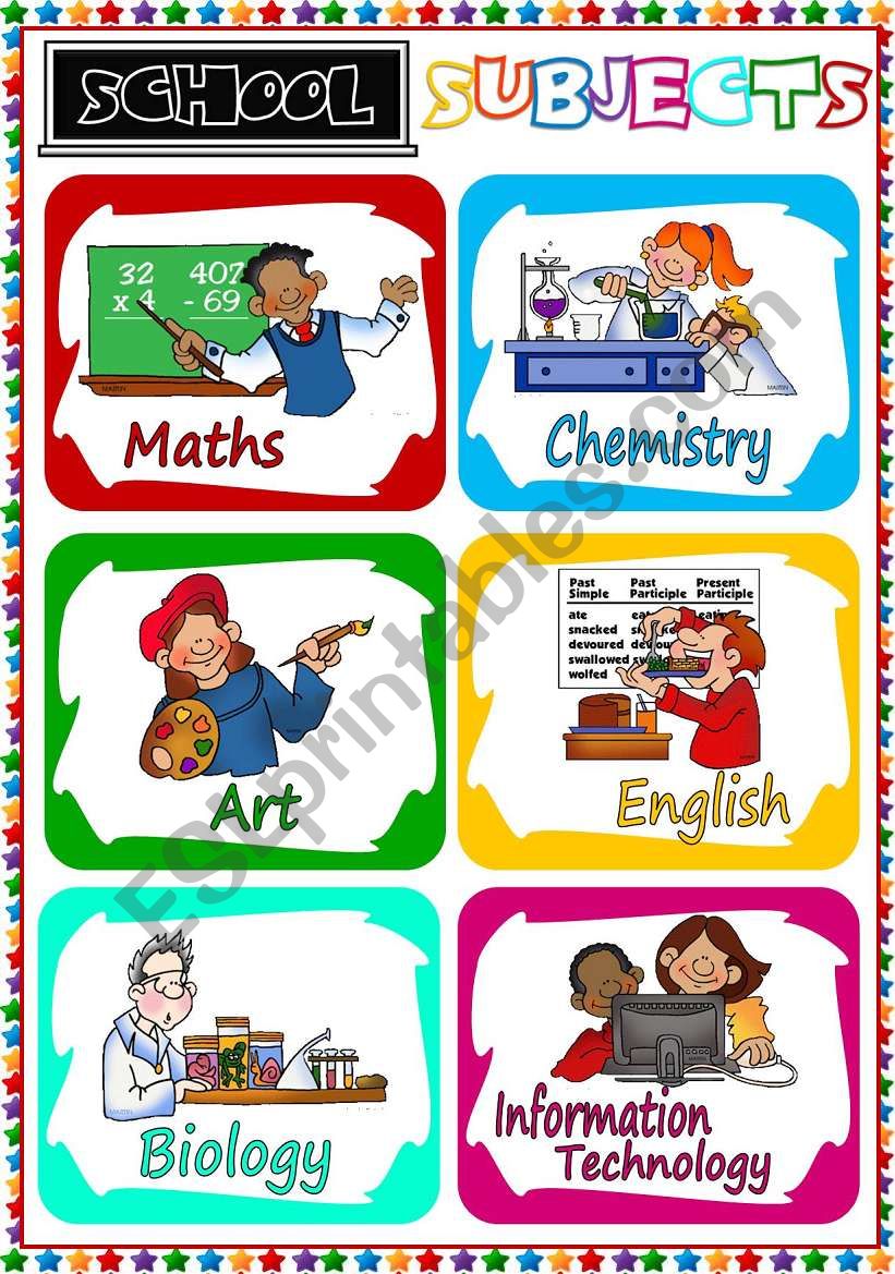 School Subjects - flashcards  worksheet