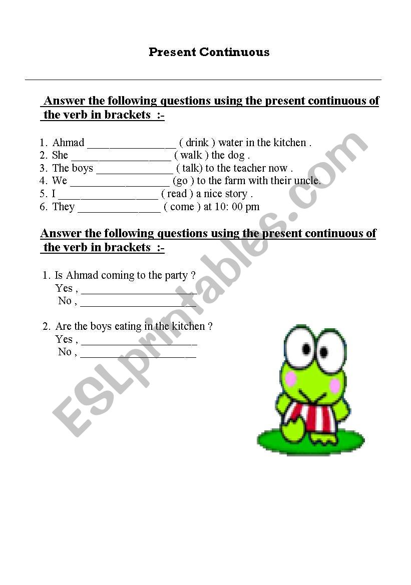 present continuous worksheet