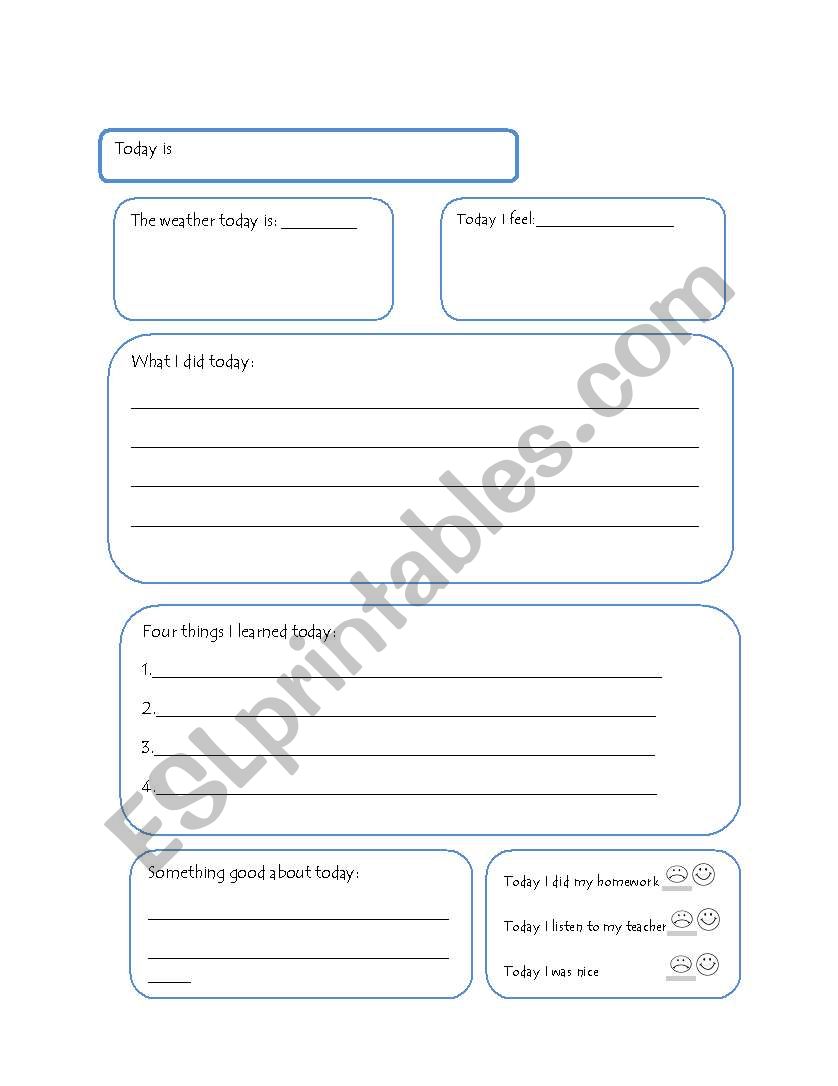 Journal  worksheet