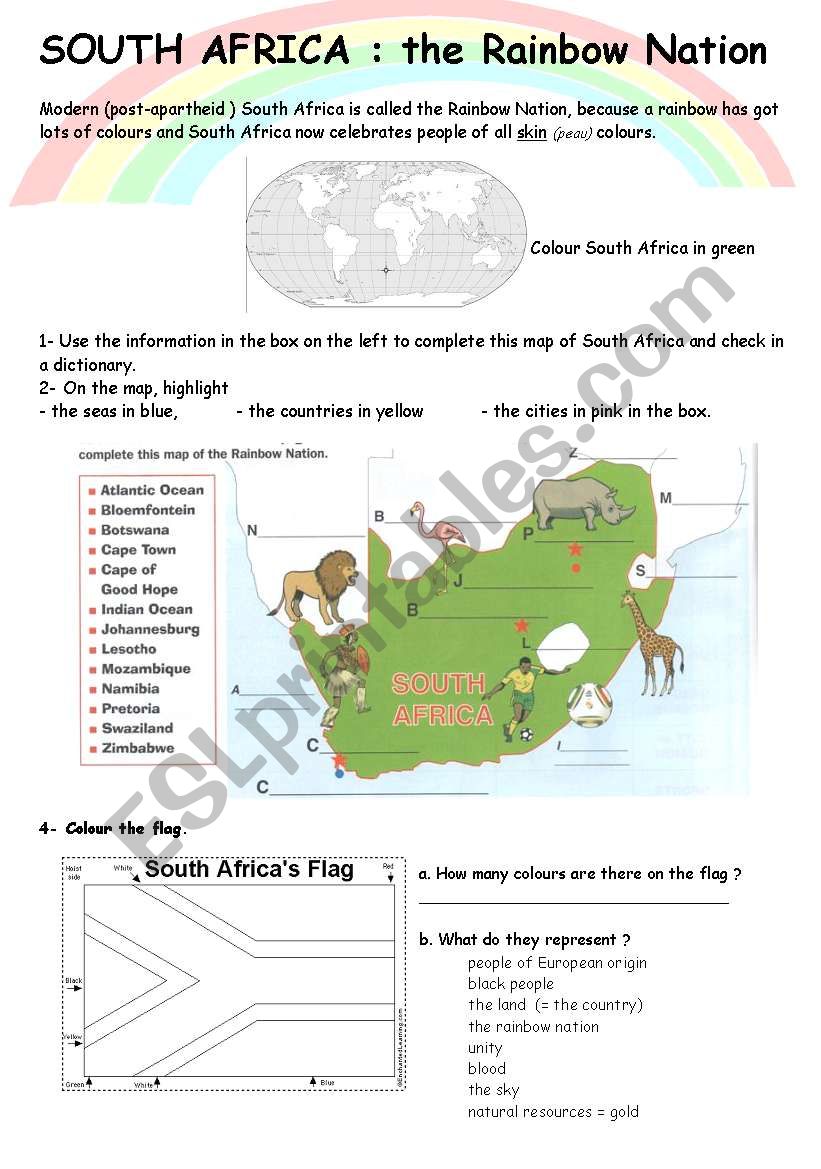 SOUTH AFRICA WEBQUEST worksheet