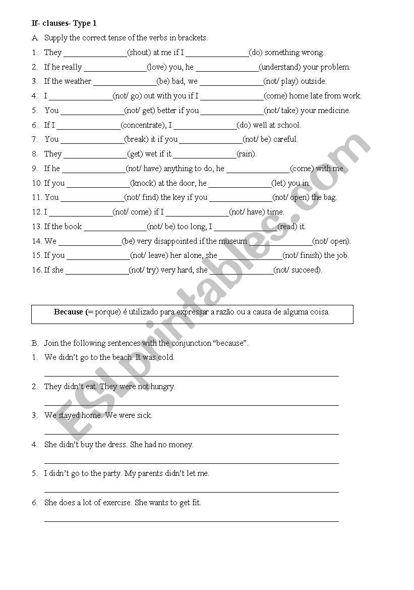 conditional 1 worksheet