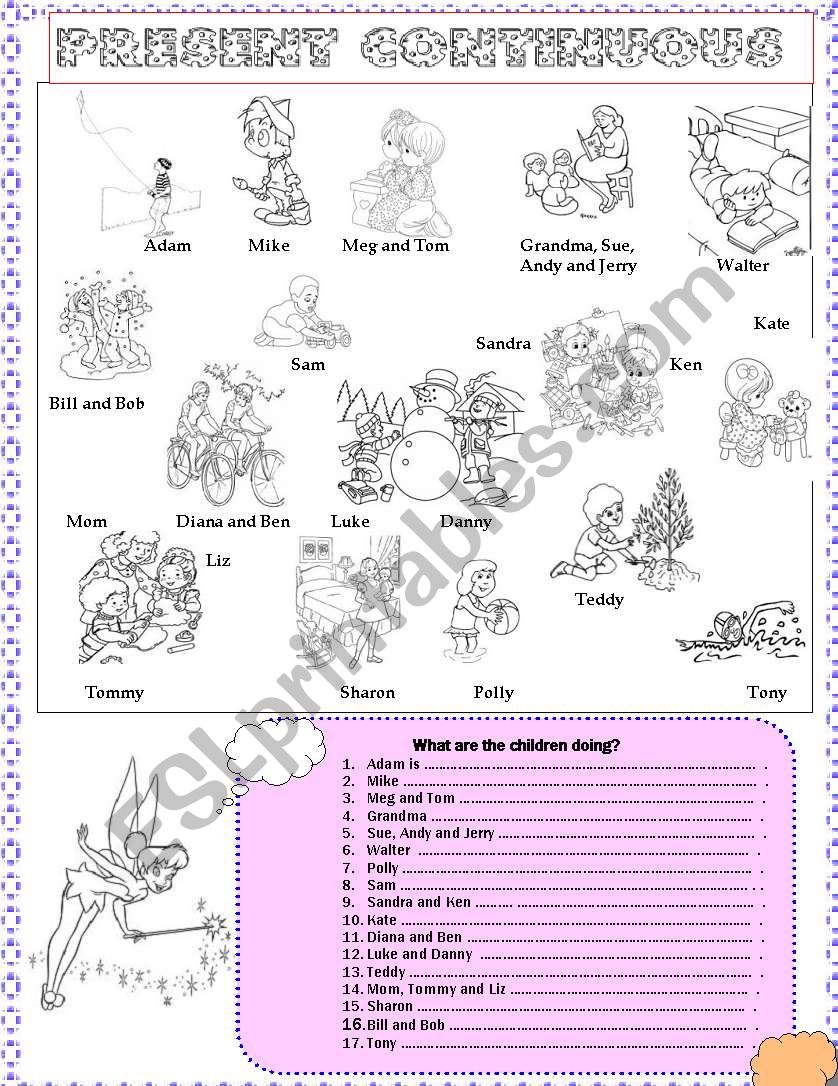 Present continuous worksheet