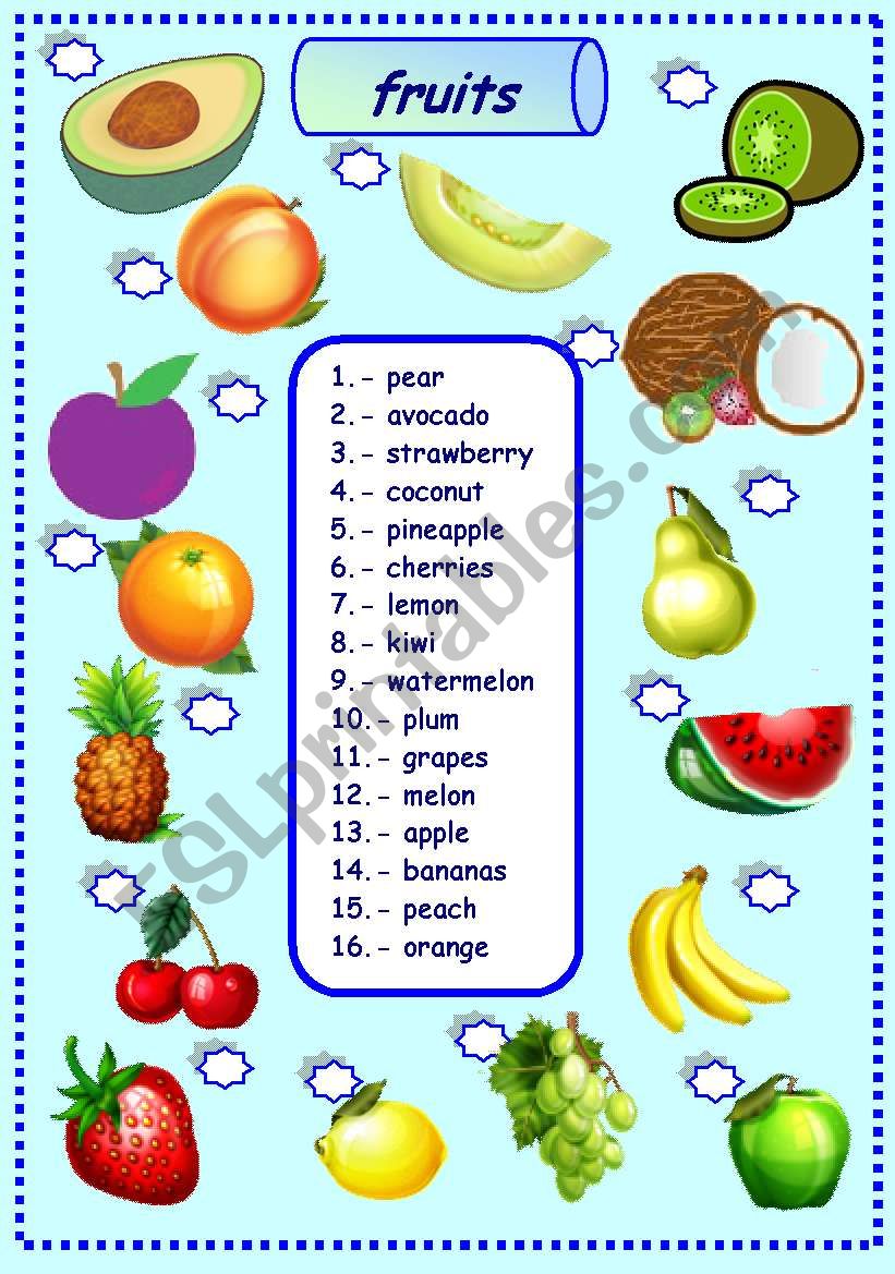 fruits matching exercise worksheet