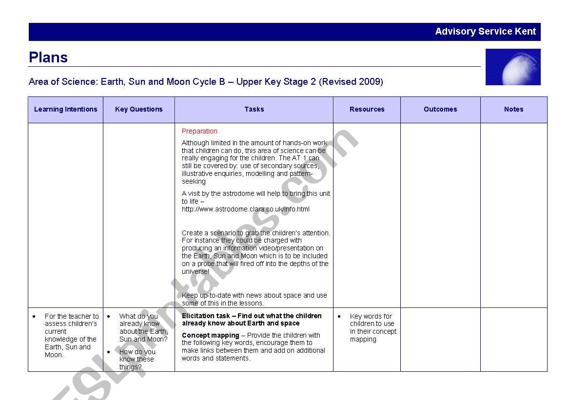 kent SOW science worksheet