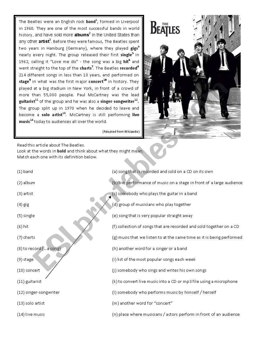 Music Vocab Exercise worksheet