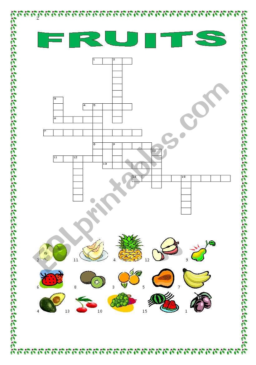 PUZZLE FRUITS  worksheet