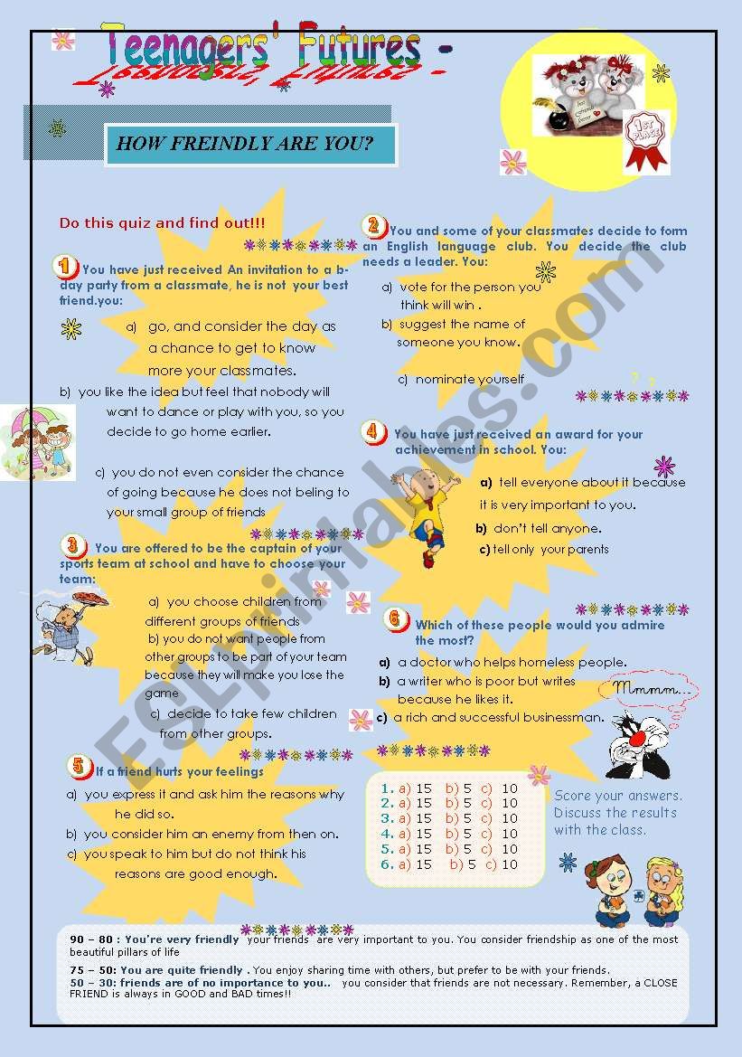 HOW FRIENDLY ARE YOU? worksheet