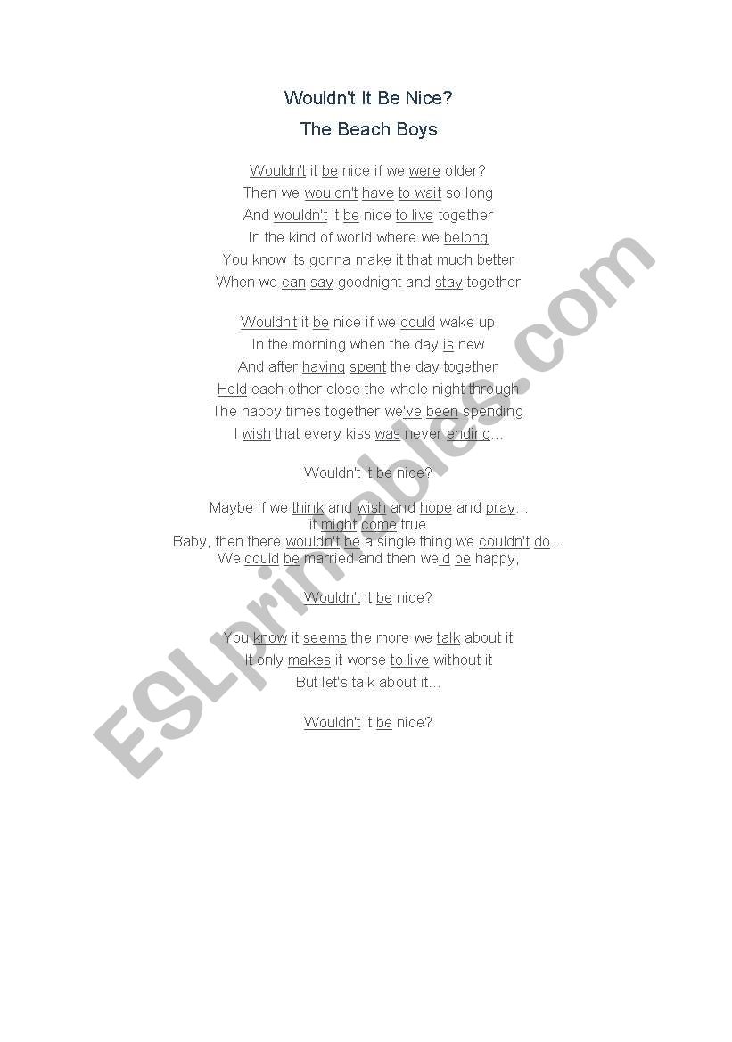 Woudnt it be nice - Musical Lesson