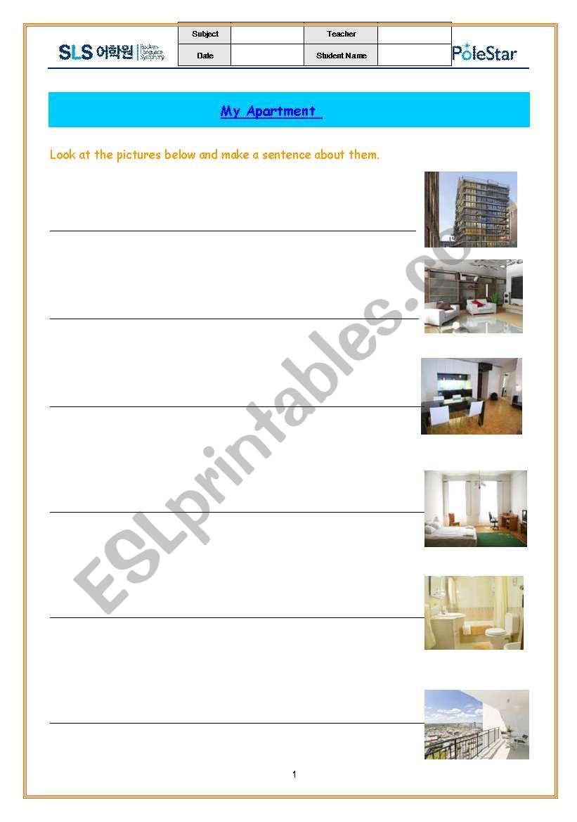 My apartment worksheet