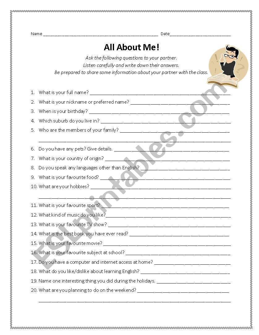 Interview Activity worksheet