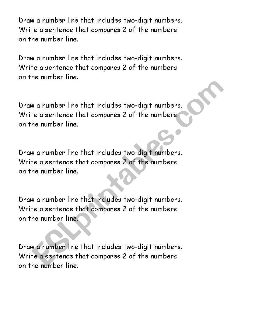 Number Line Journal Prompts worksheet