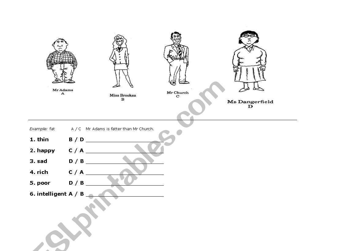 comparisons worksheet