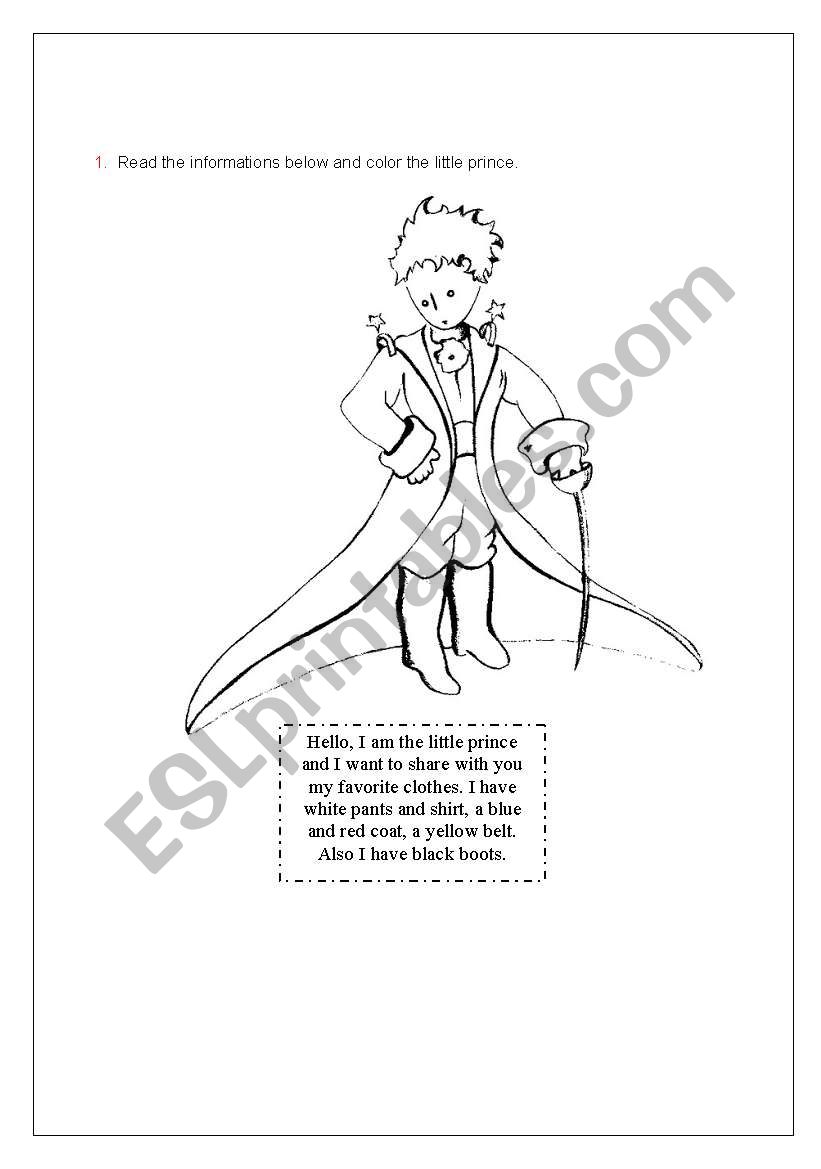 The little prince worksheet