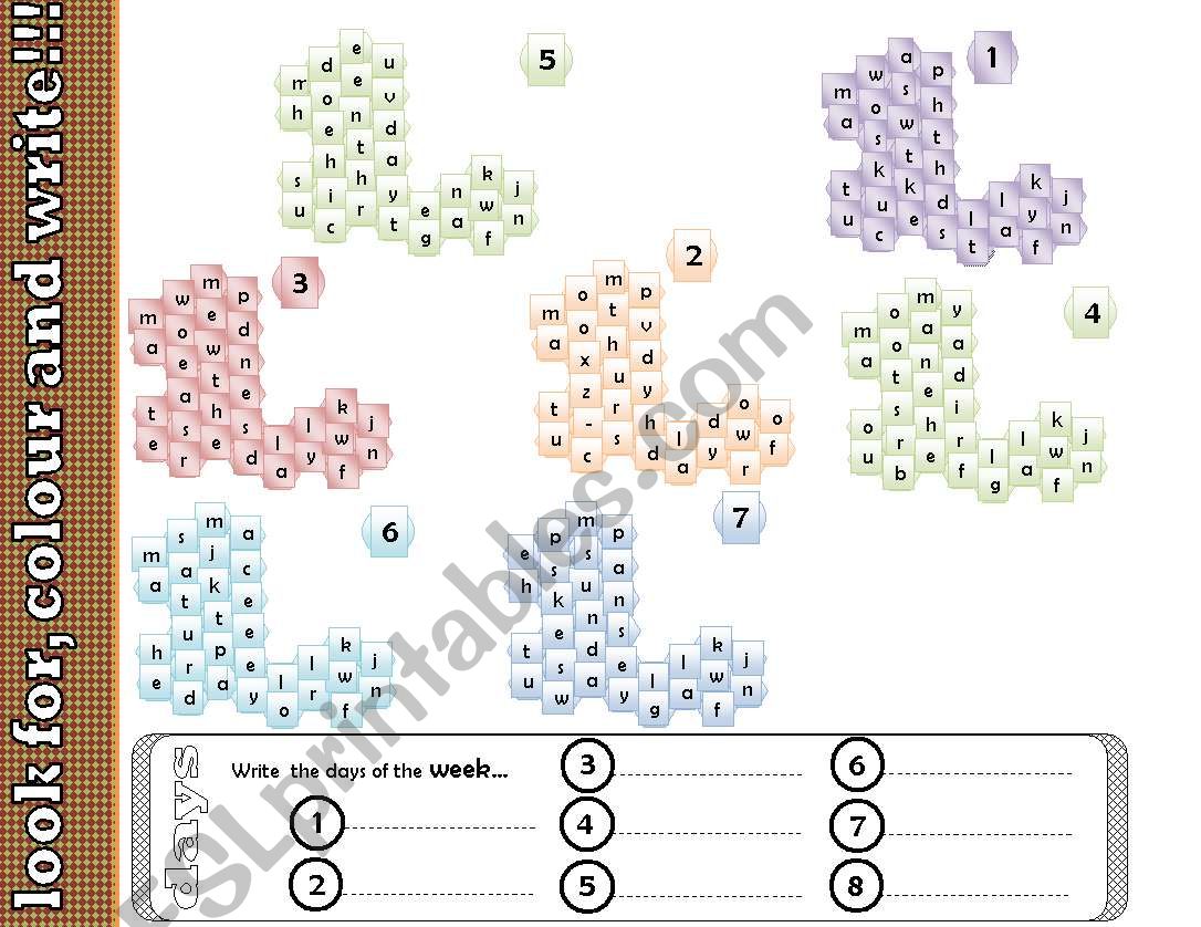 the days of the week worksheet