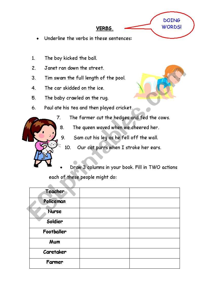 verbs worksheet