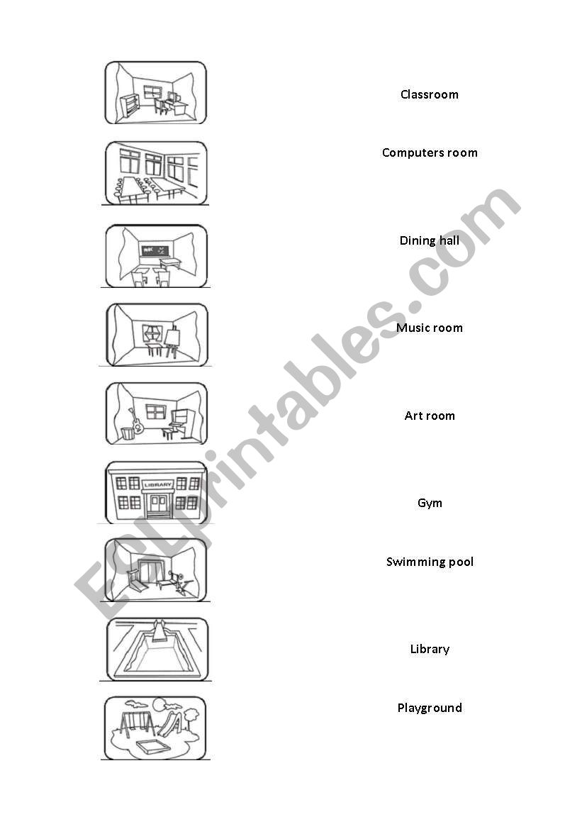 Places in the school worksheet