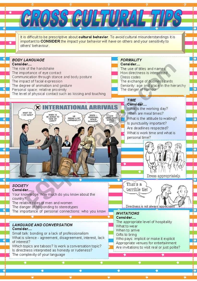 Cross Cultural tips worksheet