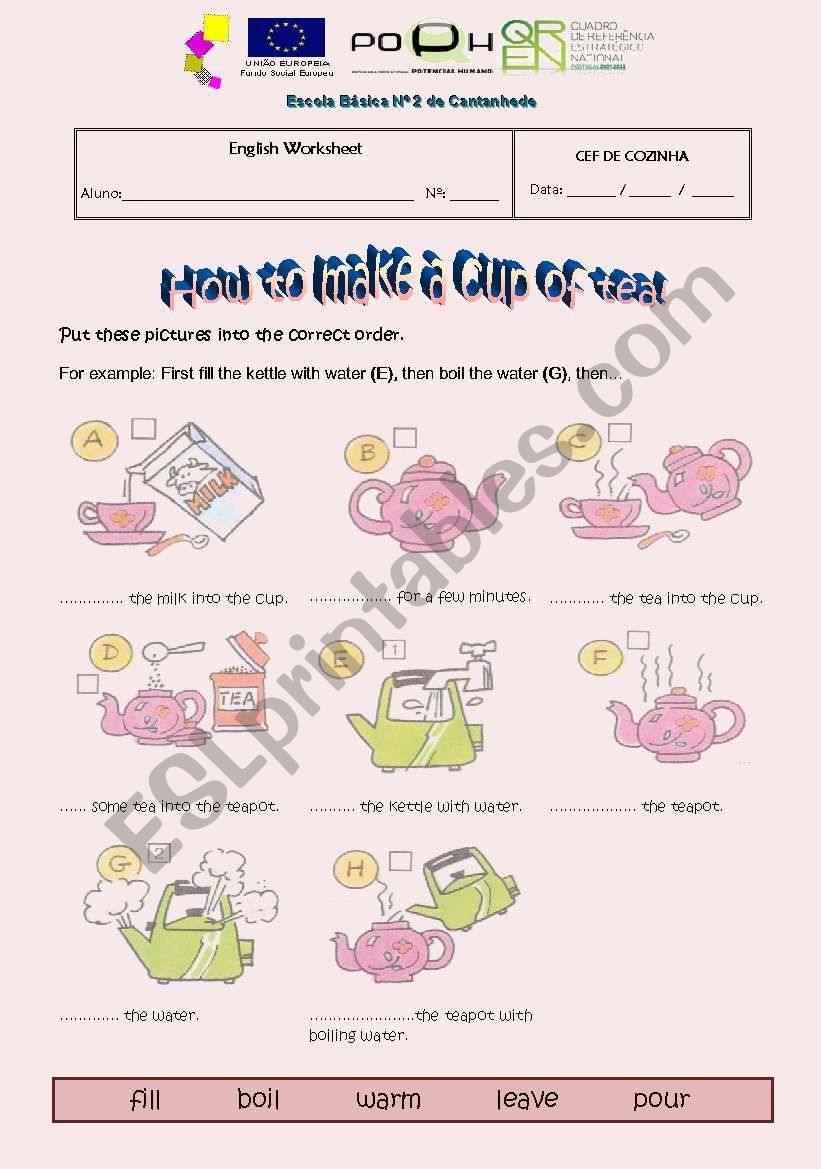 How to make a cup of tea! worksheet
