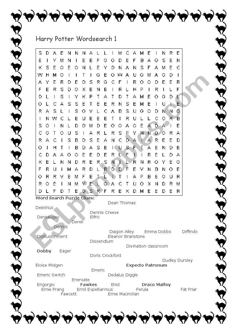 Harry Potter Movie - word search puzzle
