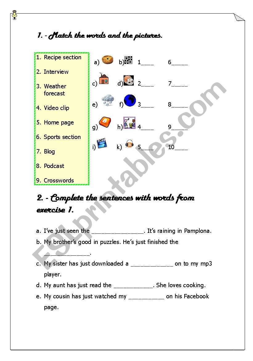 Mass Media Vocabulary worksheet