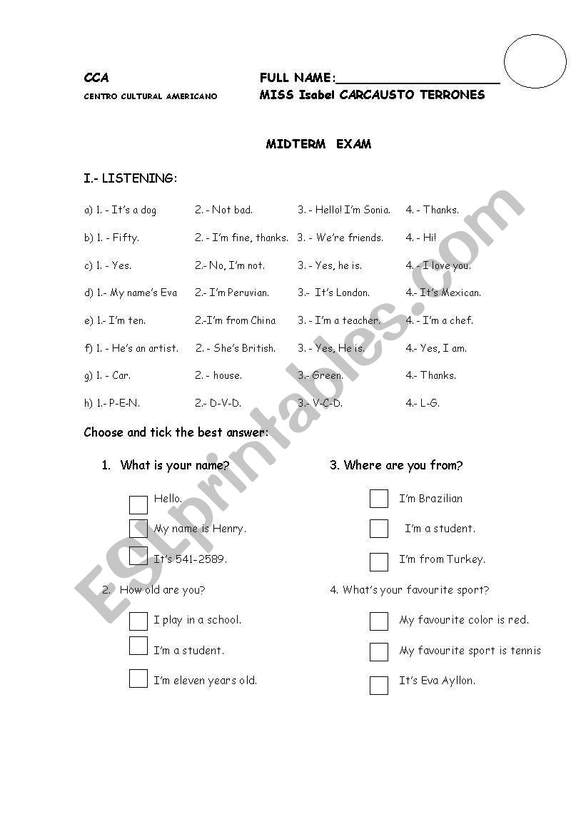 verb  to be  worksheet