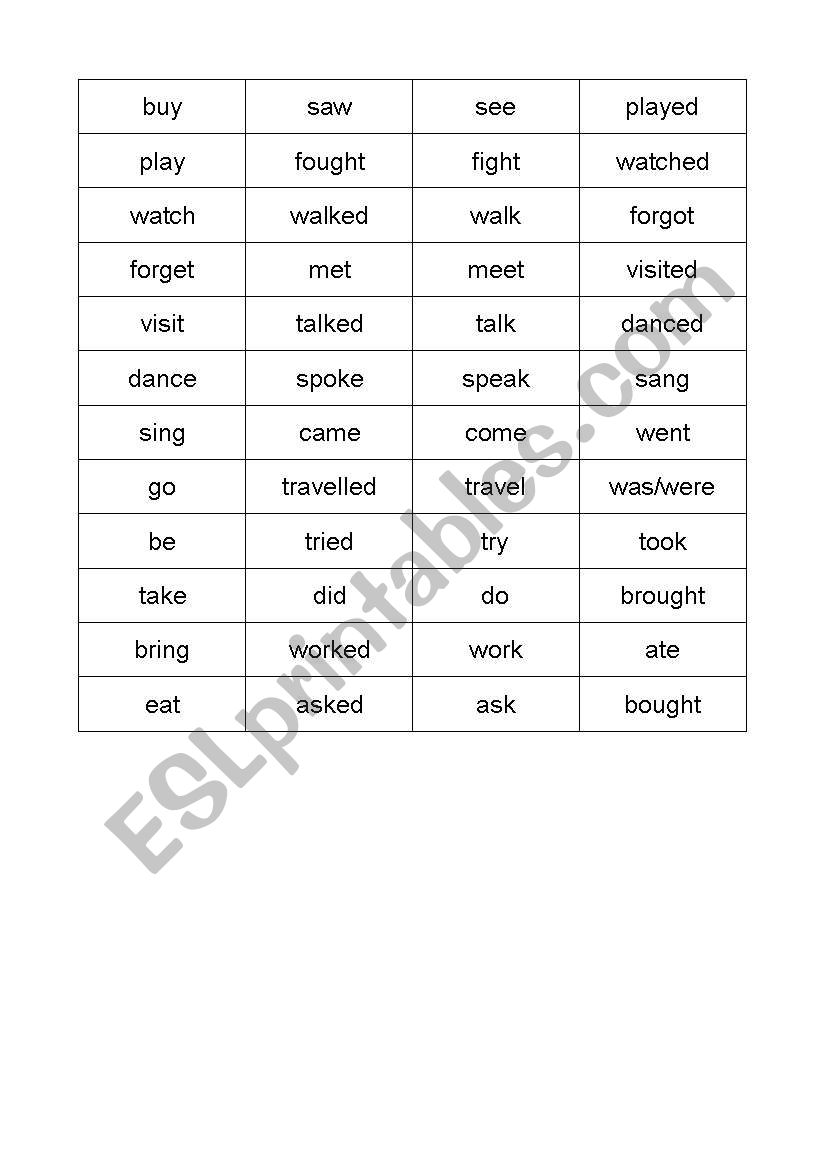 Past Simple Dominoes worksheet