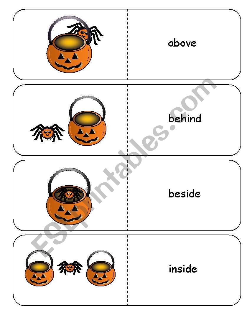 Where is the Spider Halloween Preposition Dominoes and Memory Cards Part 1 of 3