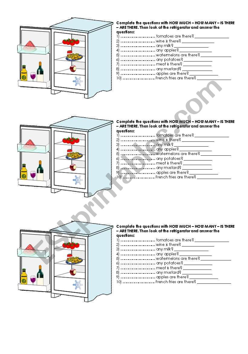 HOW MUCH / HOW MANY refrigerator COUNTABLE / UNCOUNTABLE Quantifiers