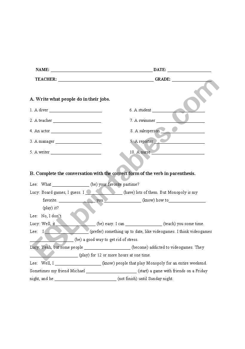 simple present/present continuous/information questions in simple present