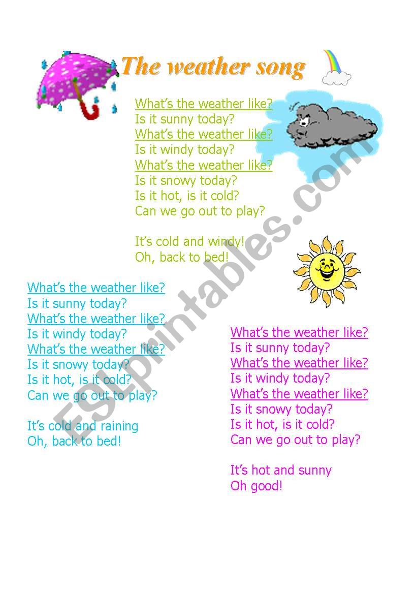 the weather song worksheet