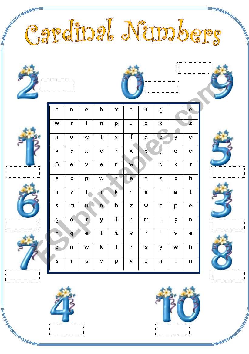 Cardinal Numbers worksheet