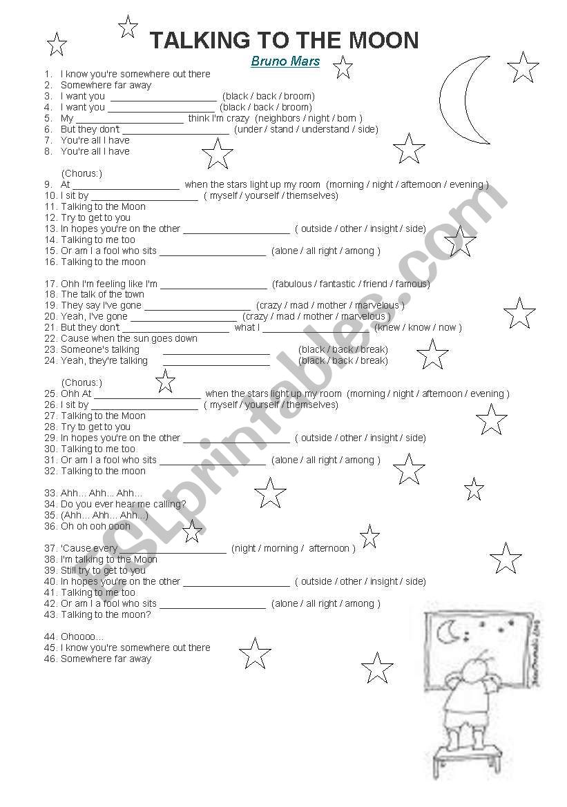Talking to the moon worksheet
