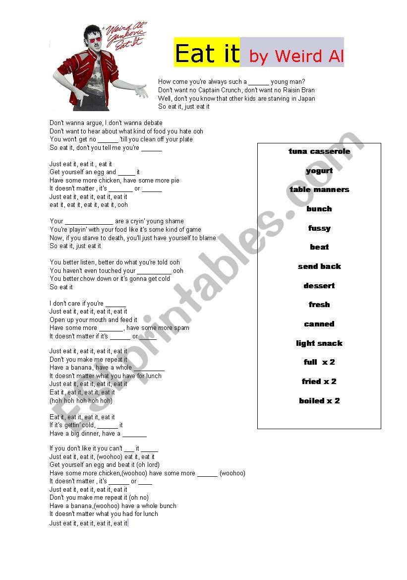 Listening activity for food vocabulary- Eat it! 