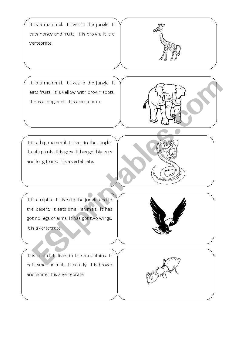 ANIMALS DESCRIPTIONS - DOMINOES