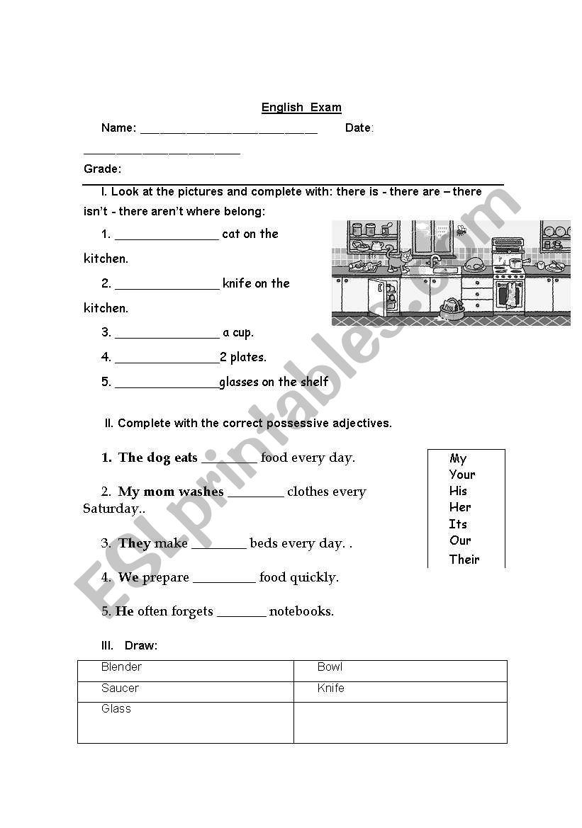 english exam worksheet