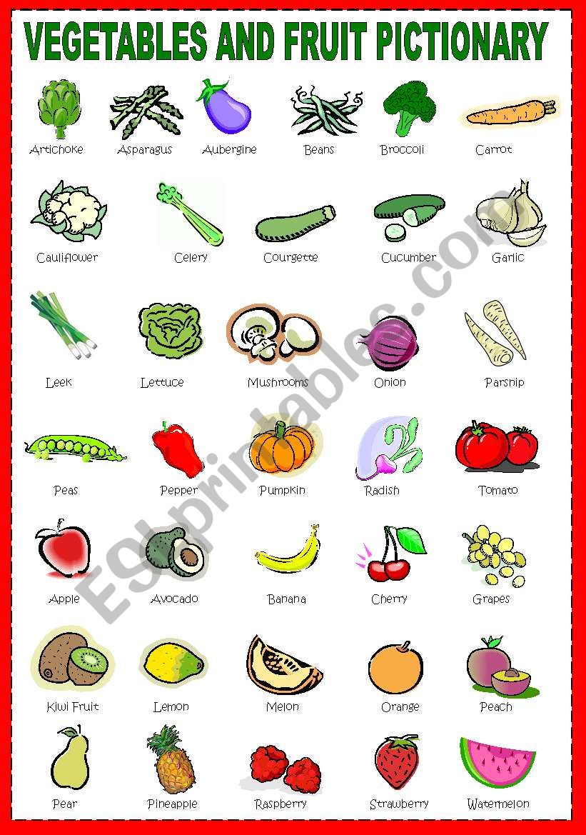 Vegetable and Fruit Pictionary