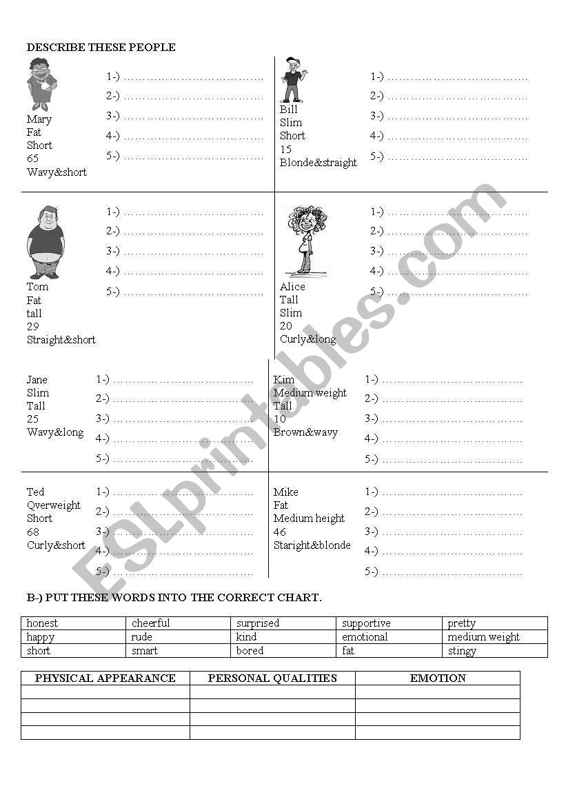 Describing people worksheet