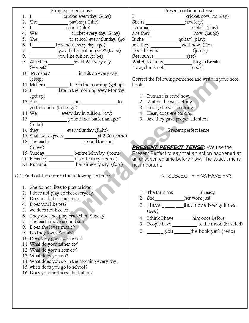 In is fill in the blanks to test knowledge of tense. It is very good for all the tense learners.