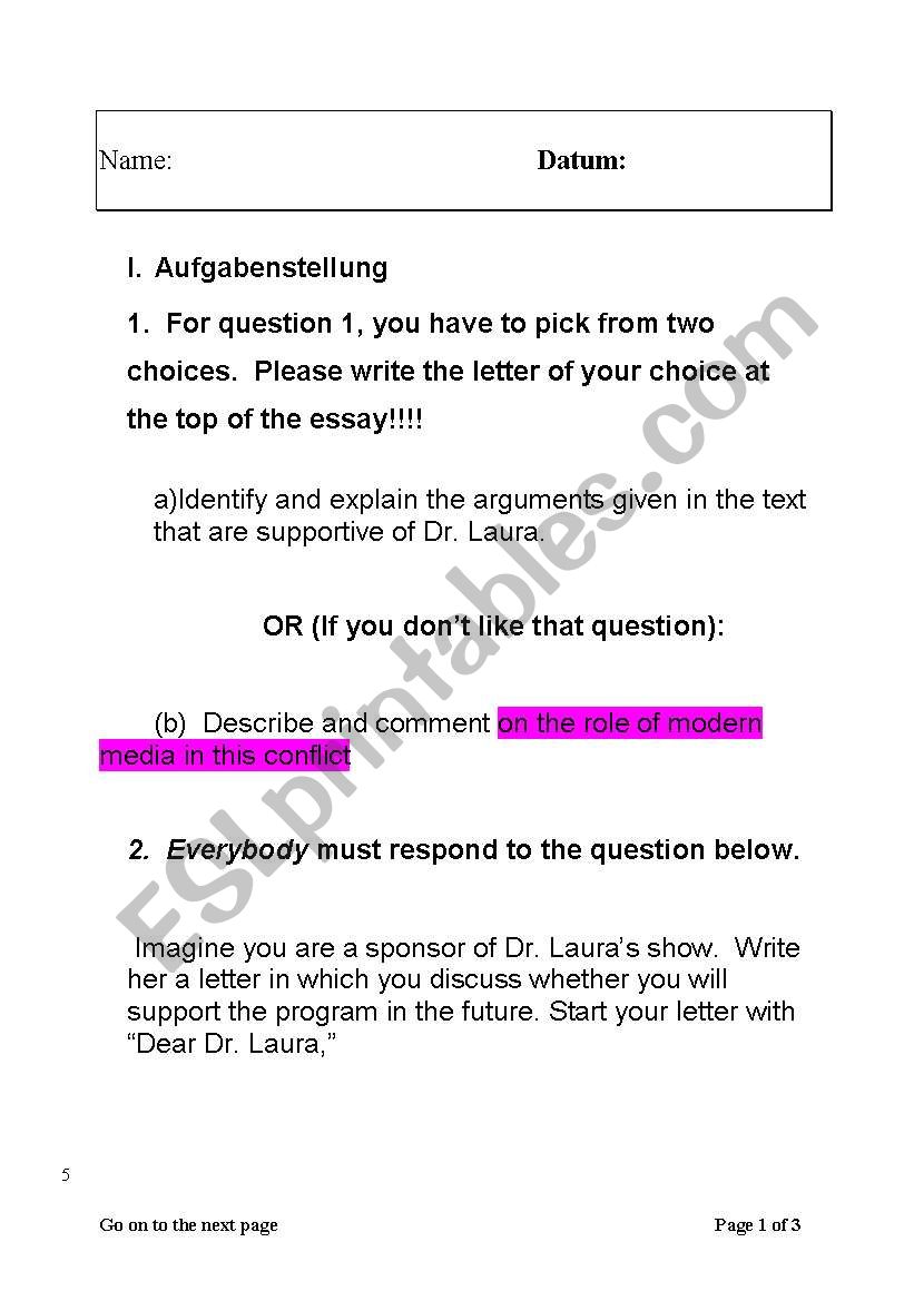 Dr. Lauras N-Word Rant Exam worksheet