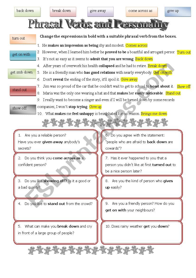 Part III. Phrasal Verbs - Describing Personality