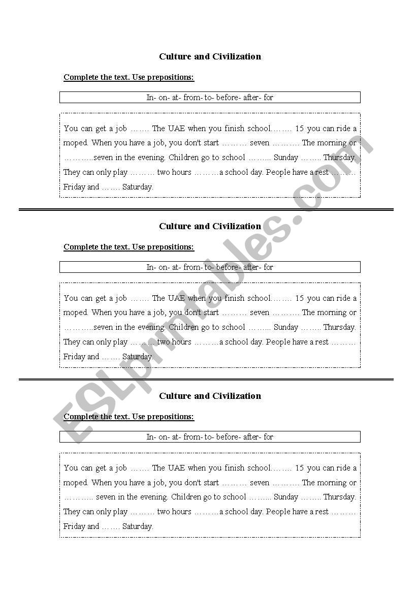 prepostition worksheet