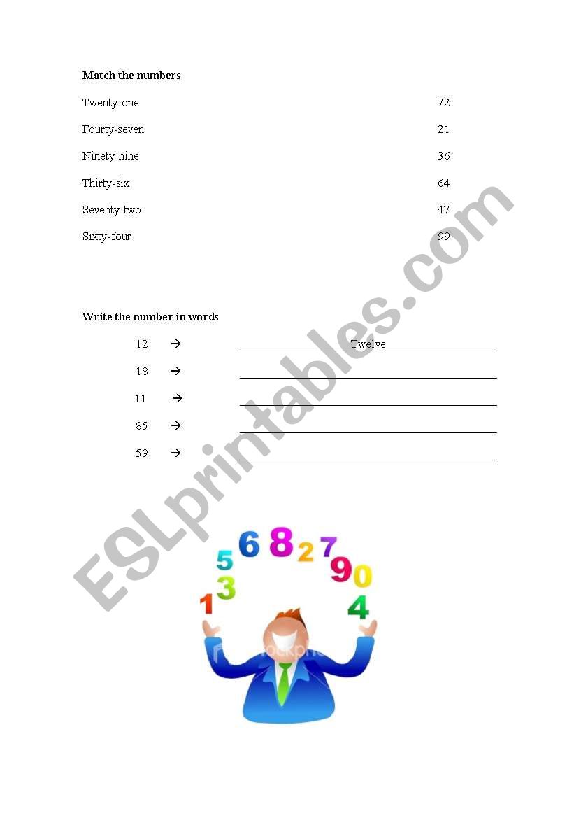 Numbers activity review worksheet