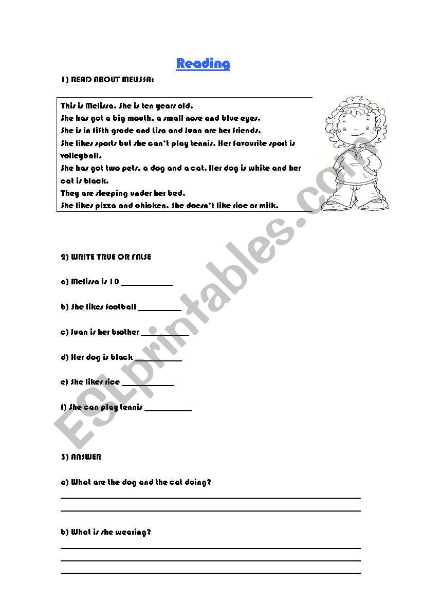 reading for children worksheet